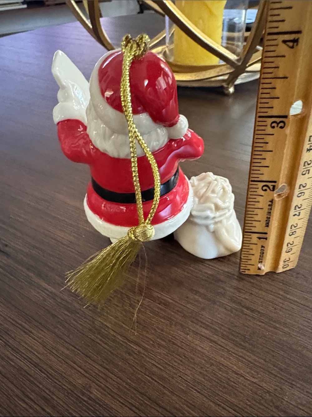Lenox Red and White Santa Ornament with Gold Trim - Picture 3 of 4